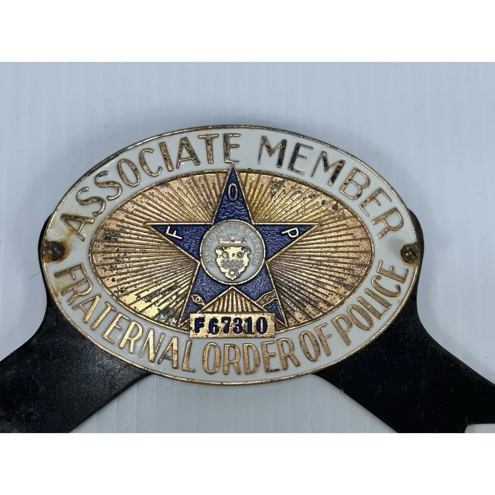 Vintage Fraternal Order of Police Associate Member Auto License Plate Topper‎